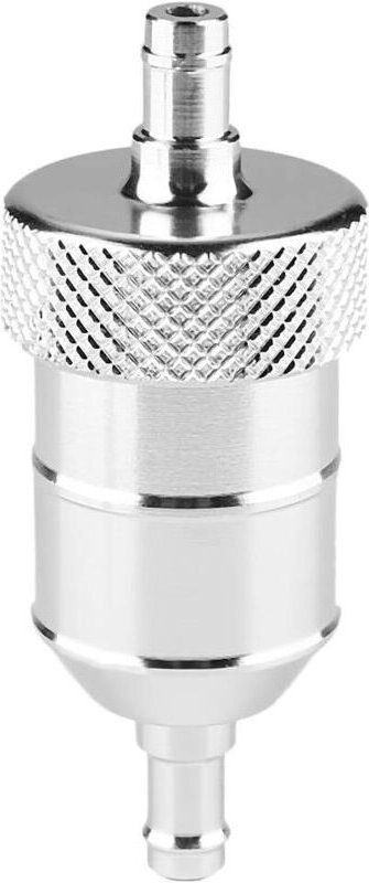 Filtro carburante universale per moto KZQ da 8 mm, filtro olio benzina in alluminio riutilizzabile (argento)