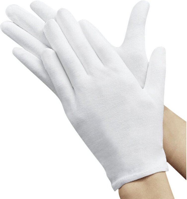 Weiße Baumwollhandschuhe, weiße Arbeitshandschuhe, 12 Paar, 22,9 cm, für Schmuckinspektion, Handbefeuchtung, Hochzeit, W...