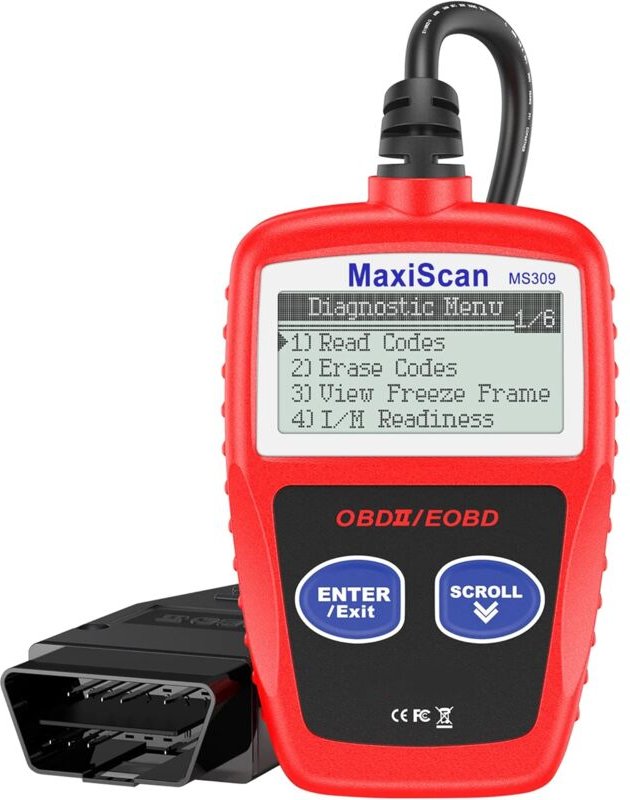 1 x MS309 CAN-OBDII-Scanner, OBD2-Diagnosetool, Scan-Tool für Motorkontrollleuchte (rot)