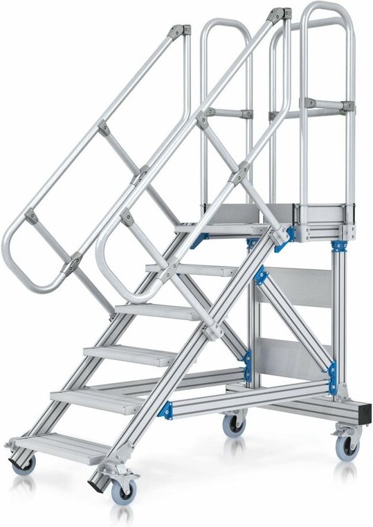 Zarges Plattformtreppe fahrbar 60° 600mm Stufenbreite 15 Stufen