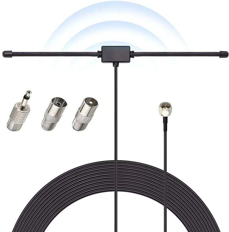 DAB-FM-Radioantenne, Dipol-FM-Antenne mit 3-Meter-Verlängerungskabel, für Musiksystem, Heimstereoempfänger, AV-Audio-Ved...