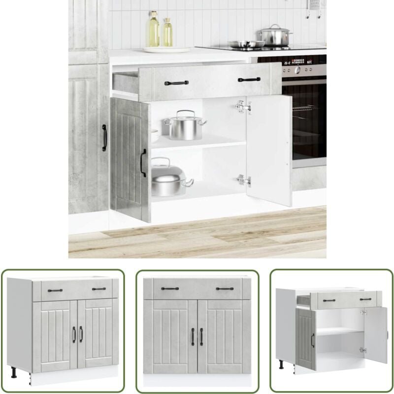 The Living Store - vidaXL Küchen-Unterschrank Lucca Betongrau Holzwerkstoff