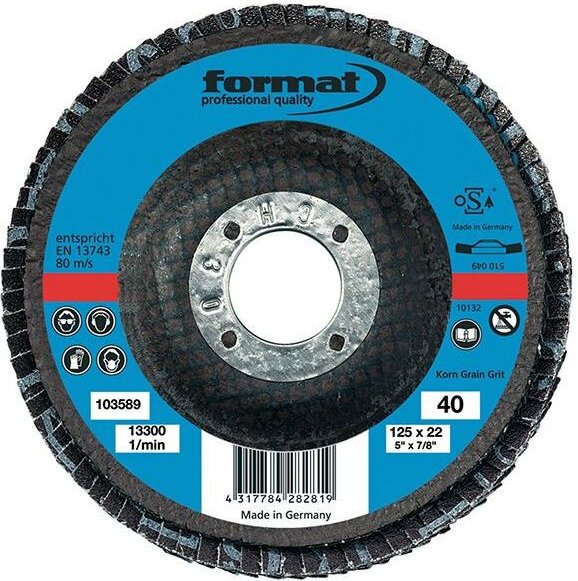 Schleifmopteller 12 Grad gewölbt 125mm K40 Format