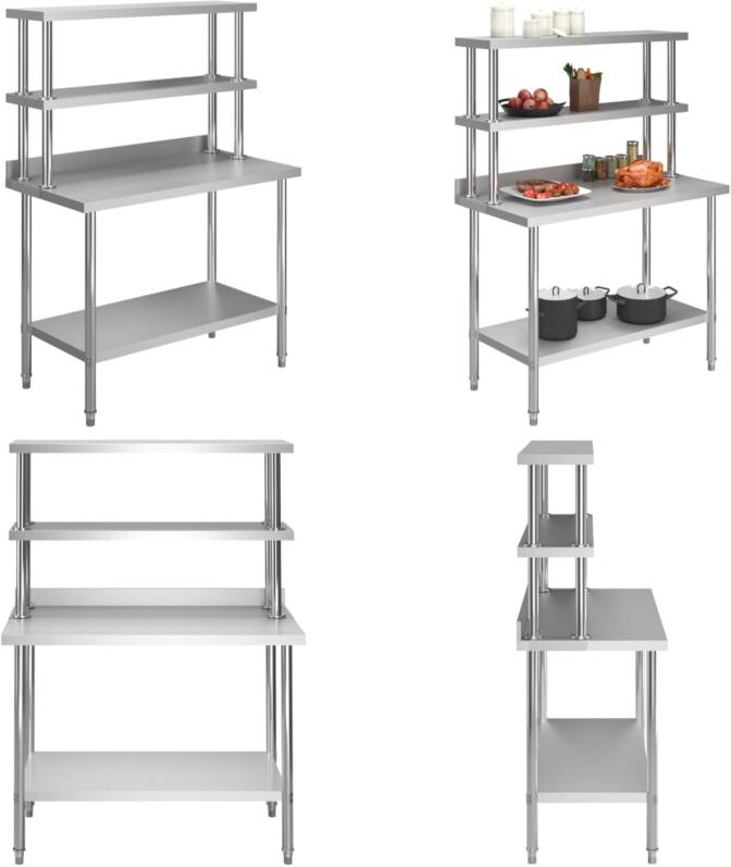 Vidaxl - Küchen-Arbeitstisch mit Aufsatzboard 120×60×93 cm Edelstahl - Arbeitstisch - Arbeitstische - Home & Living
