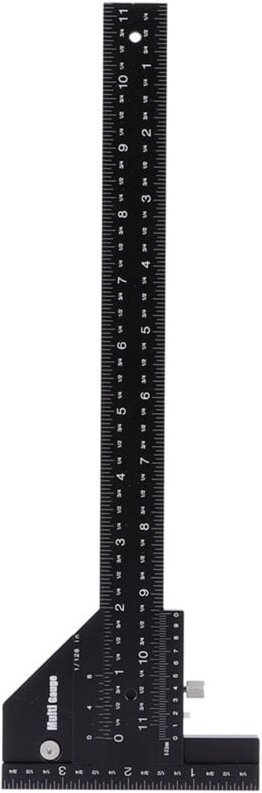 Jeffergarden - Multifunktions-Messlineal aus schwarzer Aluminiumlegierung, T-förmiges Lineal für Heimwerker, Werkstatt, ...