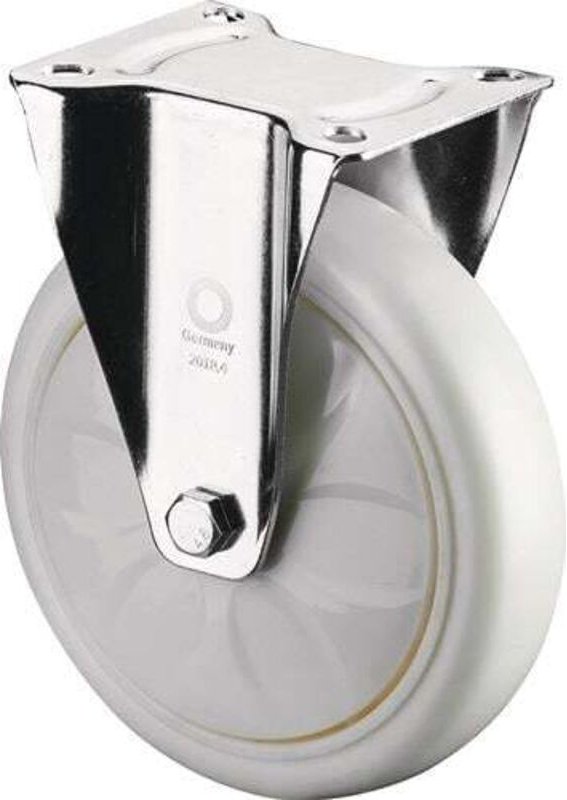 Bockrolle Rad-Ø 125 mm Tragfähigkeit 450 kg Kunststoff Platte L135xB110 mm Farbe Rolle weiß