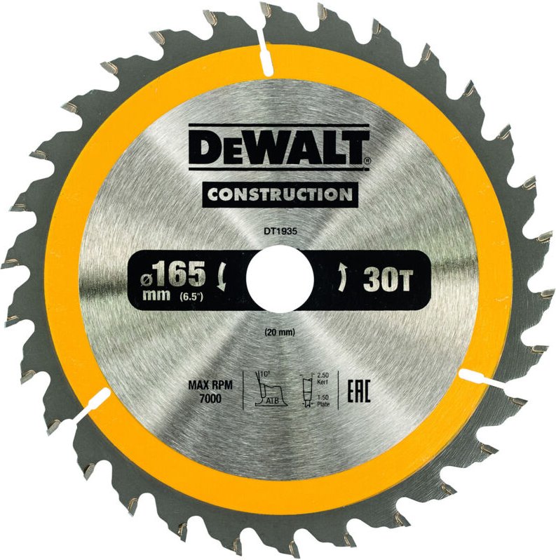 Thumbnail - Kreissägeblatt Handkreissäge 165/20 mm 30WZ DT1935-QZ - Dewalt