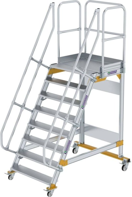 Günzburger Steigtechnik Plattformtreppe 60° fahrbar Stufenbreite 1 m 8 Stufen - 600748