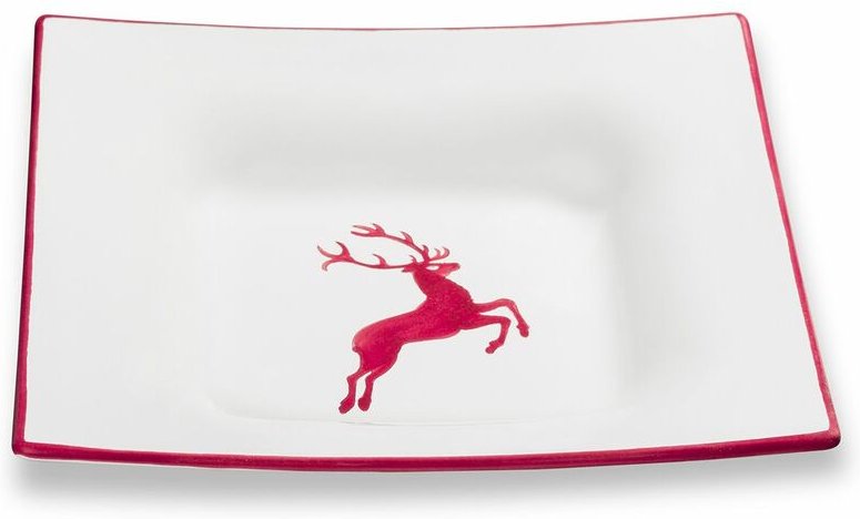 Gmundner Keramik - Bordeauxr. Hirsch, Suppenteller Trend (20x20cm)
