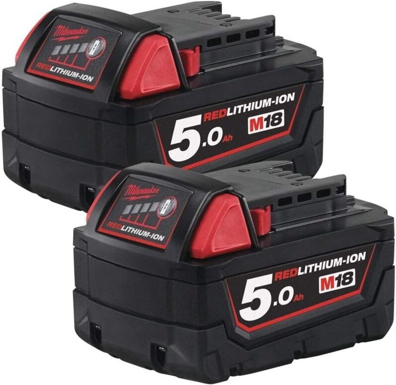 2er-Pack 18 V 5 Ah Li-Ion Milwaukee M18 B5 Akkus