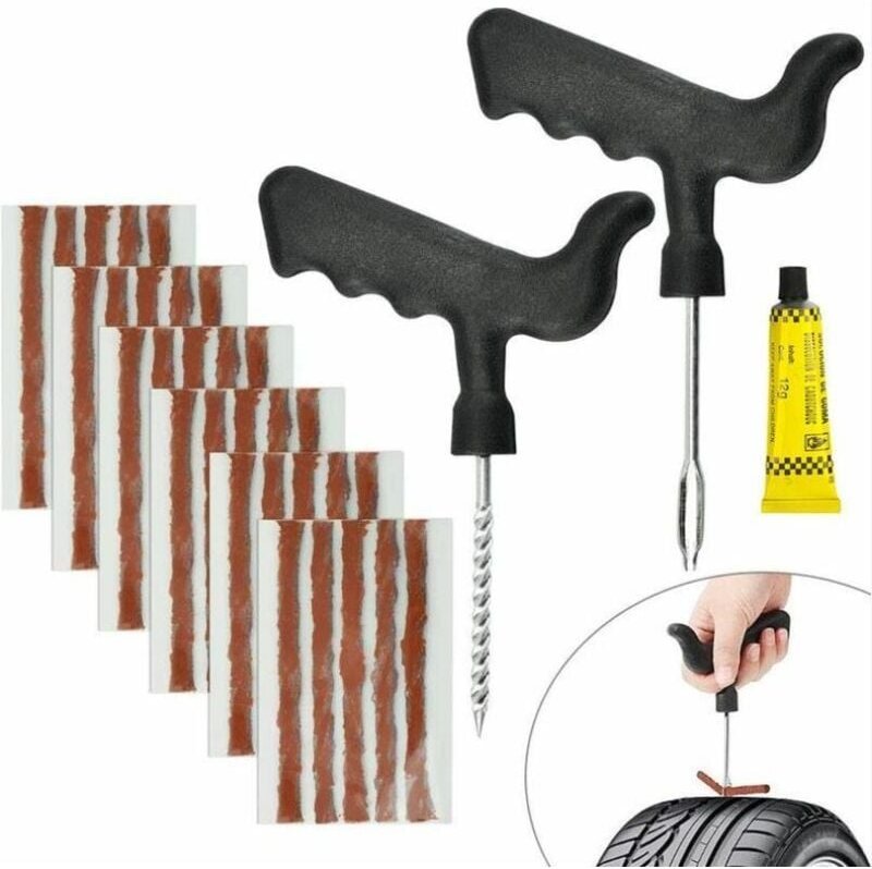 Thumbnail - 30-teiliges Reparaturset für Reifen aus Naturkautschuk, Reparaturset für Autoreifen, 6 mm/10 cm, Reparaturset für Motorr...