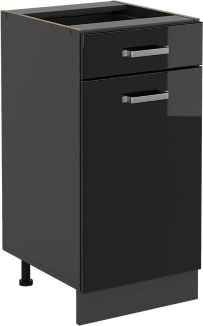 Vicco - Küchenunterschrank R-Line, Schwarz Hochglanz, 40 cm ohne Arbeitsplatte