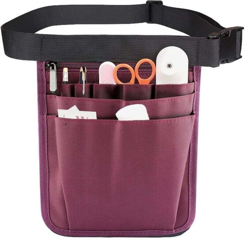 1 borsa per infermieri, kit di utensili multiuso, borsa portaoggetti per accessori per infermieri viola con cintura rego...