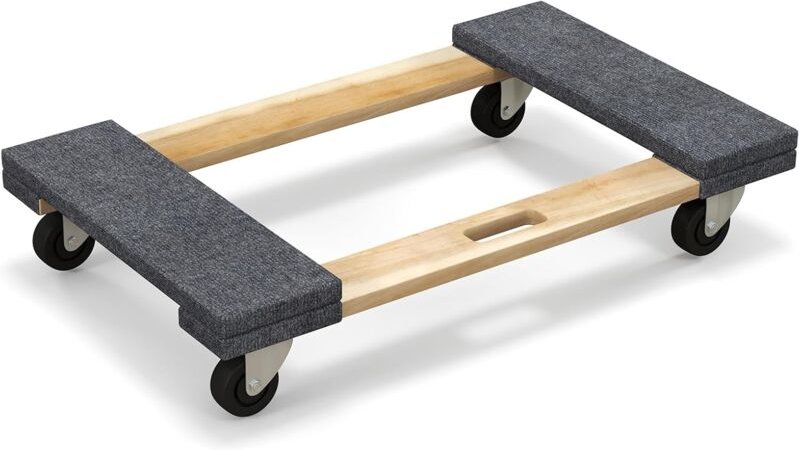 Goplus - 77x47cm Transportrolle bis 450kg belastbar, Möbelroller aus Massivholz mit Teppichende & 4 Universalrädern, Rol...