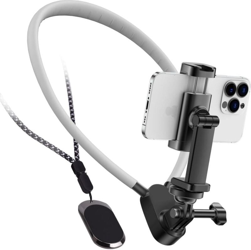 Nackenhalterung mit Telefonclip für Handy, Handy-Halter Hals POV/Vlog Selfie-Halterung Hand Telefon Halshalterung Video-...