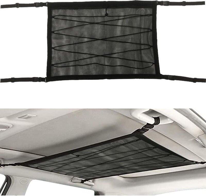78 x 53 cm Auto-Aufbewahrungsnetz, Auto-Aufbewahrungsnetz, Auto-Dachnetz, Innen-Hänge-Aufbewahrungstaschen-Organizer, mi...