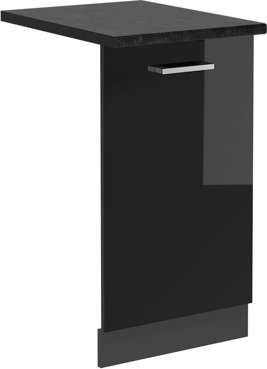 Vicco - Geschirrspülblende R-Line, Schwarz Hochglanz, 45 cm , ap Anthrazit