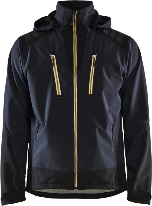 Thumbnail - Blaklader - Blakläder Softshell Jacke, dunkelblau / gelb, Unisex-Größe: m
