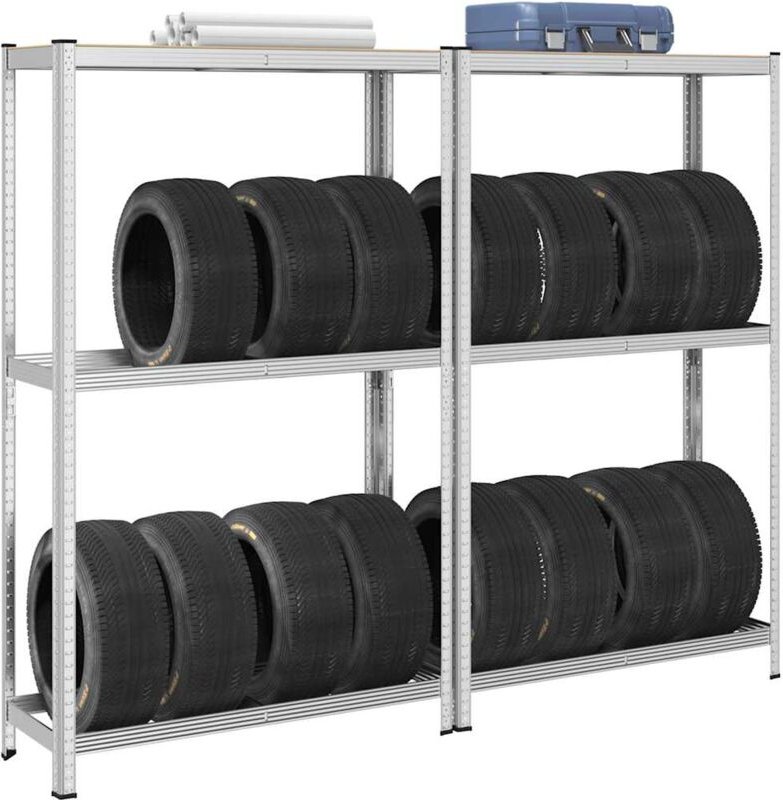 Reifenregale 2 Böden 2 Stk. 110x40x180 cm Stahl & Holzwerkstoff - Vidaxl