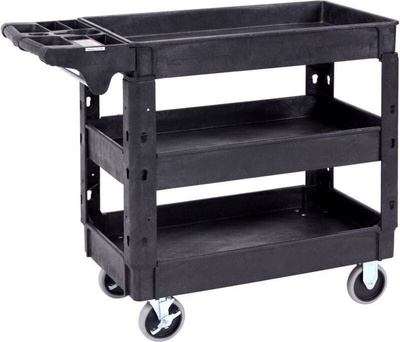 Mophorn Schwerlast-Universalwagen mit 3 Ablagen, 250 kg Tragkraft, rollender Kunststoffwagen mit 360° schwenkbaren Räder...