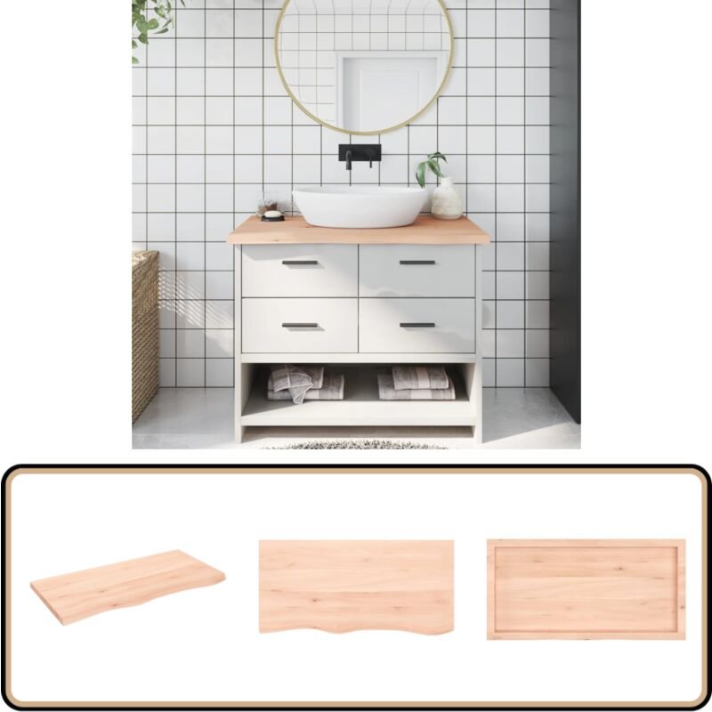 Waschtischplatte 100x50x(2-4) cm Massivholz Unbehandelt - Waschtischplatte - Eiche - Holzarbeitsplatte - Badrenovierung ...