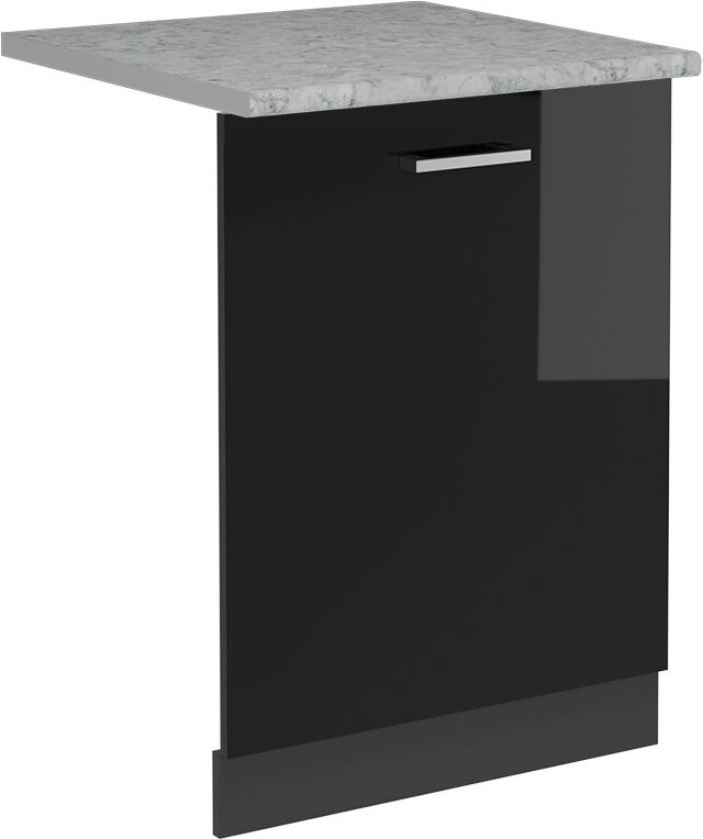 Vicco - Geschirrspülblende R-Line, Schwarz Hochglanz, 60 cm , ap Marmor