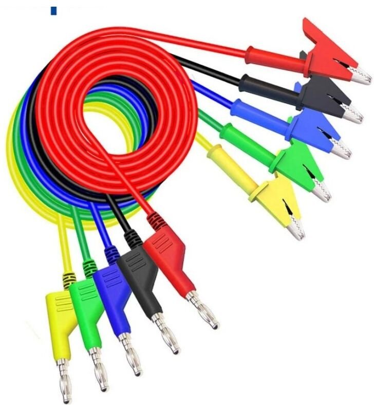 Csparkv - Krokodilklemmen-Messleitungen (zufällig), 5 Stück 4 mm Multimeter-Messleitung mit 10 Stück Krokodilklemmen, Mu...