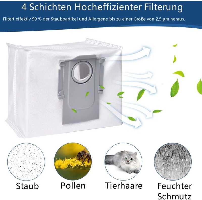 14er-Pack Staubbeutel für Roborock S8+ S8 Pro Ultra S7 MaxV Ultra S7 Pro Ultra Q7+ Q7 Max+ T8 Q5+ G10S G10S pro Staubsau...