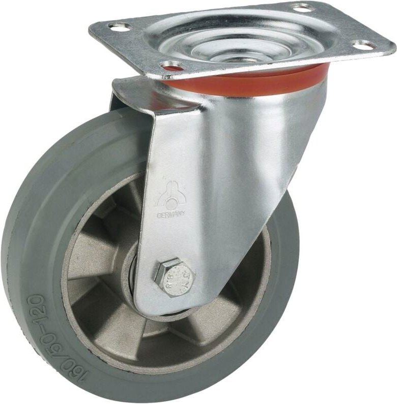 Dörner+helmer - Lenkrolle Vollgummi-Rad ø 125 mm Möbelrolle Tragkraft 180 kg Stahlblech