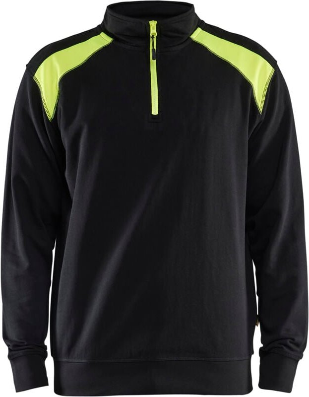 Arbeits-Sweatshirt mit Lkw-Kragen, zweifarbig 3353 – Schwarz/Neongelb XL