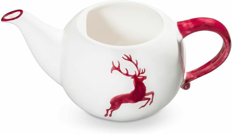 Gmundner Keramik - Bordeauxr. Hirsch, Unterteil Teekanne 1,5 Liter