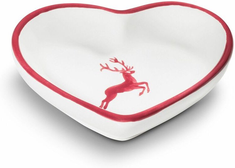 Thumbnail - Gmundner Keramik - Bordeauxr. Hirsch, Herzschale (L:10cm)