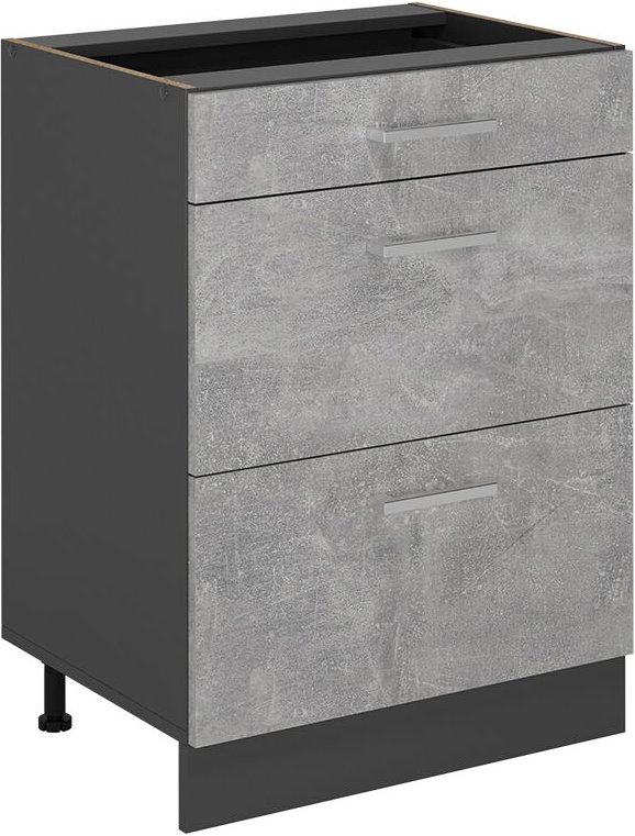Vicco - Küchenunterschrank R-Line, Beton, 60 cm mit Schubladen, ohne Arbeitsplatte