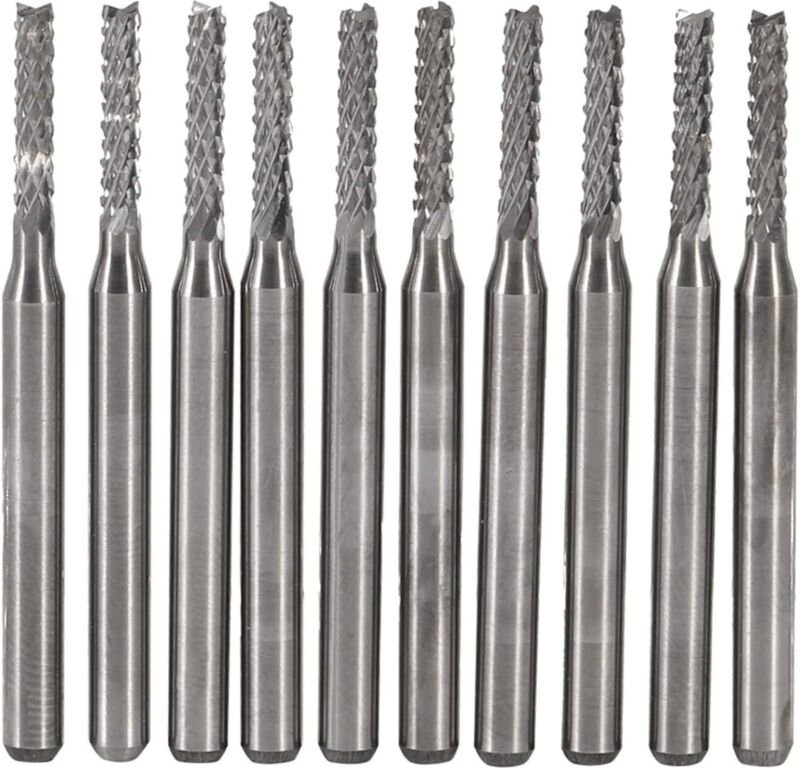 CNC-Fräser-Schaftfräser - 10-teilig, 2 mm, Hartmetall-Schaftfräser, Gravur-Bit-Set, Fräswerkzeug mit geradem Schaft, Sch...