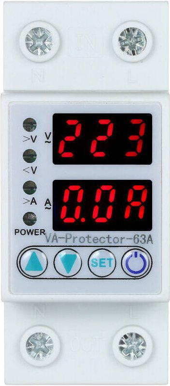 63 A, einstellbarer Überspannungs- und Unterspannungs-Strombegrenzungsschutz mit automatischer Rückstellung und doppelte...