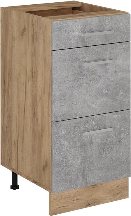 Küchenunterschrank R-Line, Beton, 40 cm mit Schubladen, ohne Arbeitsplatte Vicco