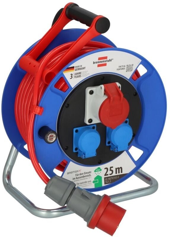 Garant cee 1 IP44 Kabeltrommel (25m Kabel in signalrot, aus Spezialkunststoff, Einsatz im Außenbereich, Made in Germany)...