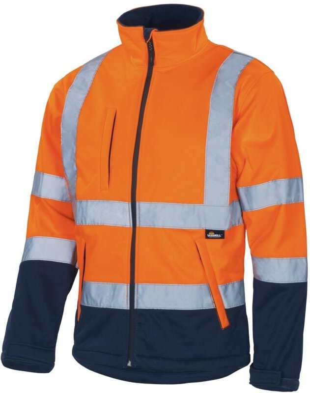 Vizwell - Softshelljacke atmungsaktiv, wind- und wasserdicht VW135O Gr. 5XL orange/marine