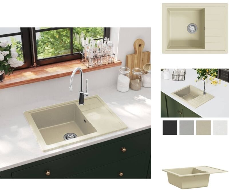 Küchenspülen & Spülbecken - Living Küchenspüle mit Überlauf Oval Beige Granit - Beige