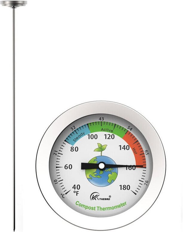 Kompostthermometer – Edelstahl-Zifferblattthermometer für die Kompostierung zu Hause und im Garten – 54 mm Durchmesser C...