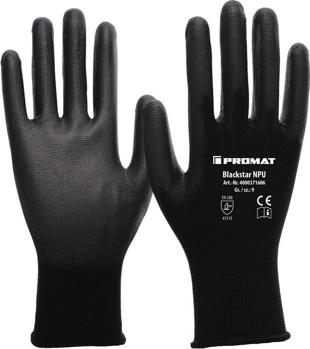 Thumbnail - Handschuhe Blackstar npu Gr.6 (s) schwarz Nylon mit Polyurethan en 38 - Promat