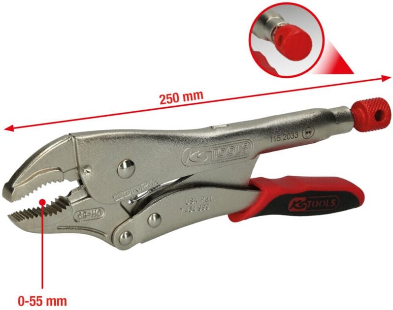 Gripzange mit Easy-Release,55mm,L=225mm