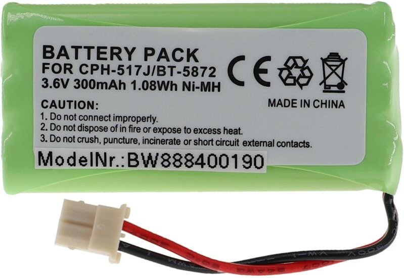 vhbw Akku Ersatz für 89-1333-01-00, BT5632, BT5872, CPH-517J für schnurlos Festnetz Telefon (300mAh, 3,6V, NiMH)