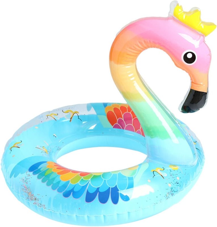 Coocheer - Aufblasbarer Flamingo-Blau-Schwimmkörper, 74 x 70 cm, Wassersportspielzeug für den Sommer-Strandurlaub