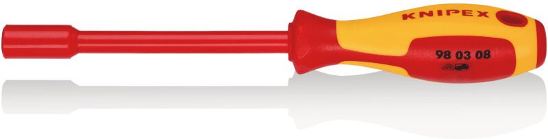 KNIPEX 98 03 08 Steckschlüssel mit Schraubendreher-Griff isoliert mit Mehrkomponenten-Hüllen, VDE-geprüft brüniert 237 m...