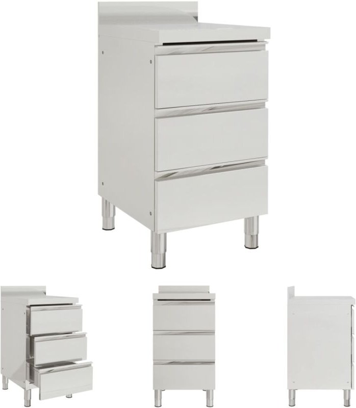 The Living Store - Gastro-Küchenschrank mit 3 Schubladen Edelstahl - Gastronomie