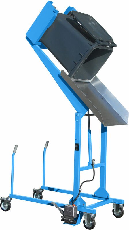 Bauer Mülltonnen-Kippstation MKS-F mit Fußpumpe, lackiert, Lichtblau