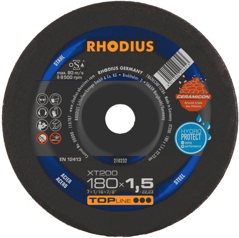 RHODIUS XT200, 25 Stück, 180 x 1,5 mm, Trennscheibe