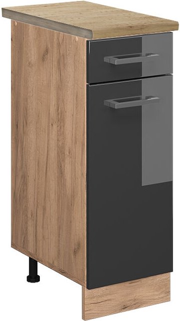 Thumbnail - Küchenunterschrank R-Line, Anthrazit Hochglanz, 30 cm , AP Eiche, Vicco