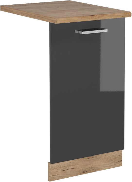 Geschirrspülblende R-Line, Anthrazit Hochglanz, 45 cm , AP Eiche, Vicco